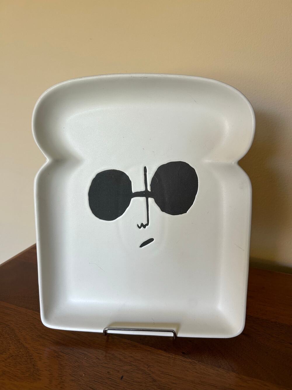Bread Slice Stoneware Plate- Whimsical Toast Face Ceramic Plate–Novelty Kitchen